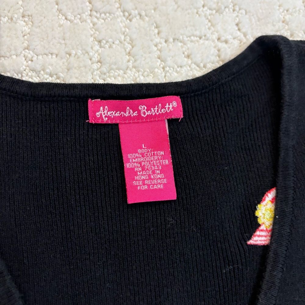 Vintage Alexandra Bartlett Sweater Women's Sz L Black Summer Beach Preppy Casual - Picture 9 of 12